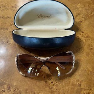 Almost NEW. CHOPARD WOMEN'S SUNGLASSES WRAP AROUND SHC655 Rhinestones